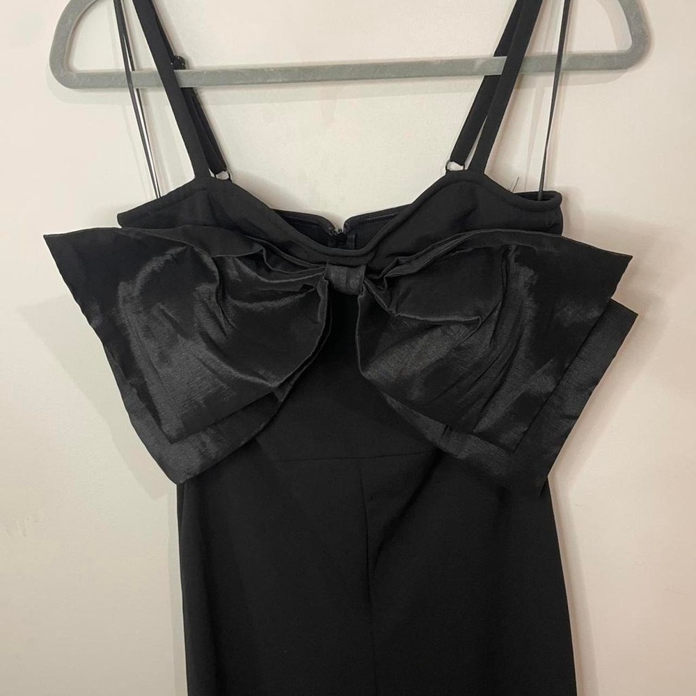 Thirty Thirty L.A. Black Bow Front Wide Leg Party Jumpsuit size Medium - Picture 2 of 8